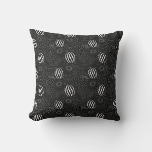 Fruit seamless pattern black and white Tropical Throw Pillow