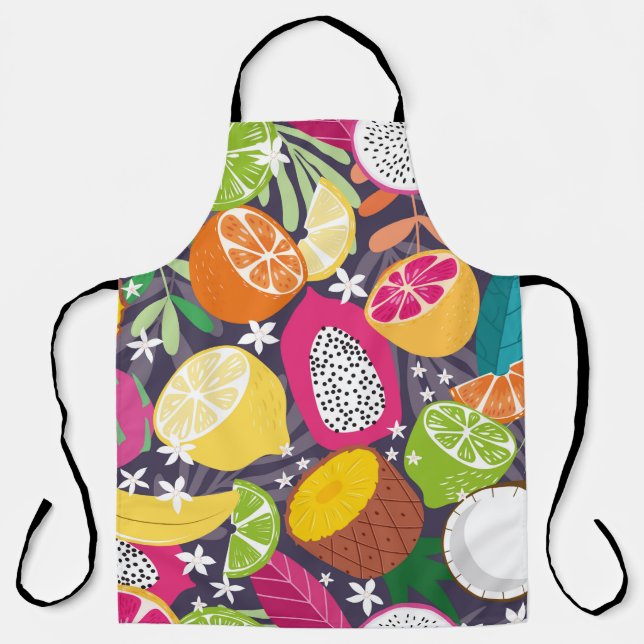 Fruit seamless pattern, collection of exotic tropi apron (Front)