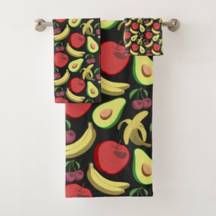 Fruit seamless pattern colorful tropical fruit bath towel set