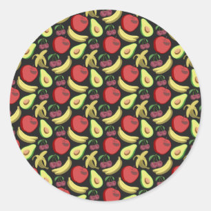 Fruit seamless pattern   colorful tropical fruit classic round sticker