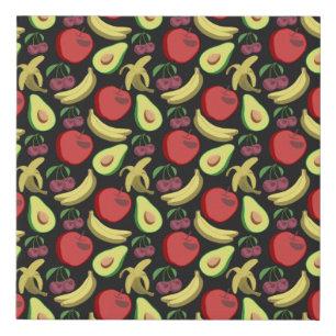Fruit seamless pattern   colorful tropical fruit faux canvas print