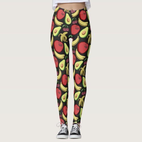 Fruit seamless pattern  colorful tropical fruit leggings