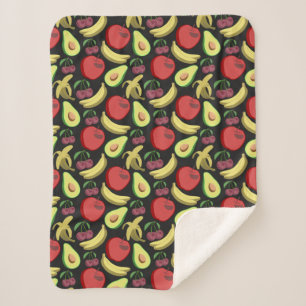 Fruit seamless pattern colorful tropical fruit sherpa blanket