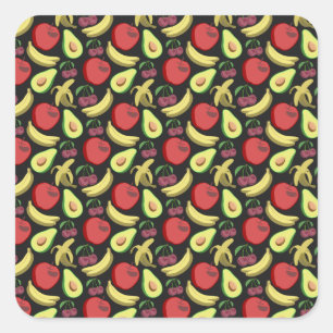 Fruit seamless pattern colorful tropical fruit square sticker