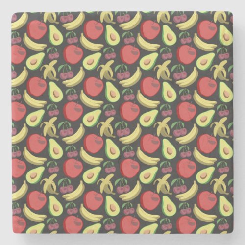 Fruit seamless pattern  colorful tropical fruit stone coaster
