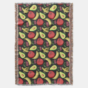 Fruit seamless pattern colorful tropical fruit throw blanket
