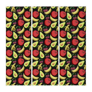 Fruit seamless pattern colorful tropical fruit triptych