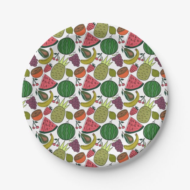 Fruit seamless pattern | Fruit surface pattern 15 Paper Plates (Front)