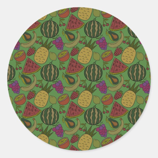 Fruit seamless pattern | Fruit surface pattern 19 Classic Round Sticker (Front)