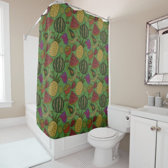 Fruit seamless pattern | Fruit surface pattern 19 Shower Curtain (In Situ)