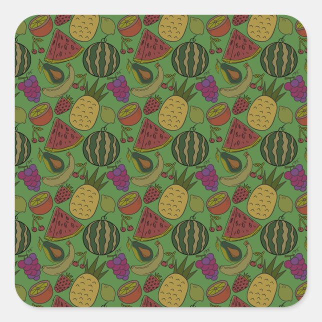 Fruit seamless pattern | Fruit surface pattern 19 Square Sticker (Front)