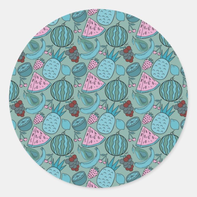 Fruit seamless pattern | Fruit surface pattern 20 Classic Round Sticker (Front)