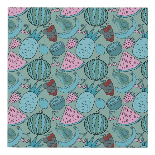 Fruit seamless pattern | Fruit surface pattern 20 Faux Canvas Print (Front)