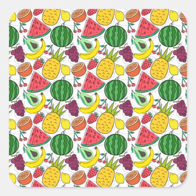 Fruit seamless pattern | Fruit surface pattern 22 Square Sticker (Front)