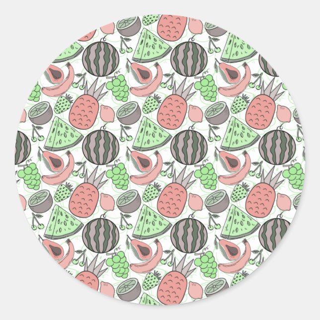 Fruit seamless pattern | Fruit surface pattern 53 Classic Round Sticker (Front)