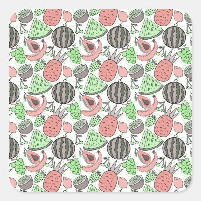 Fruit seamless pattern | Fruit surface pattern 53 Square Sticker (Front)