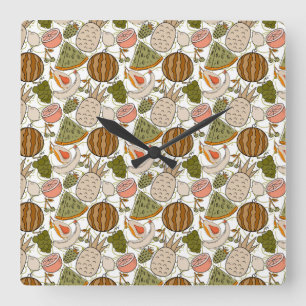 Fruit seamless pattern Fruit surface pattern 54 Square Wall Clock