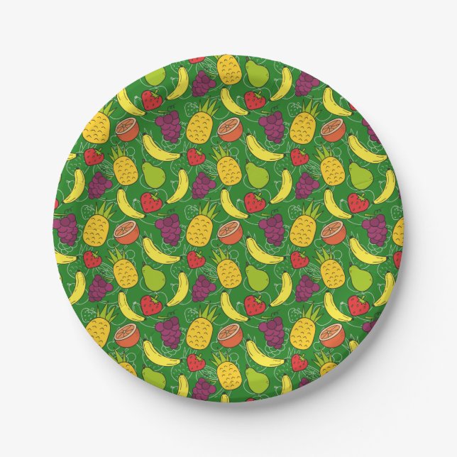 Fruit seamless pattern | Fruit surface pattern 7 Paper Plates (Front)
