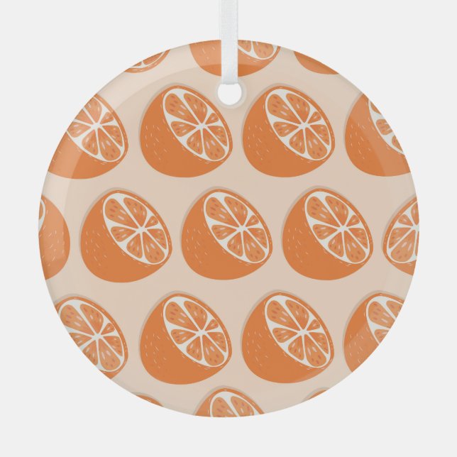Fruit Seamless Pattern. Glass Ornament (Front)