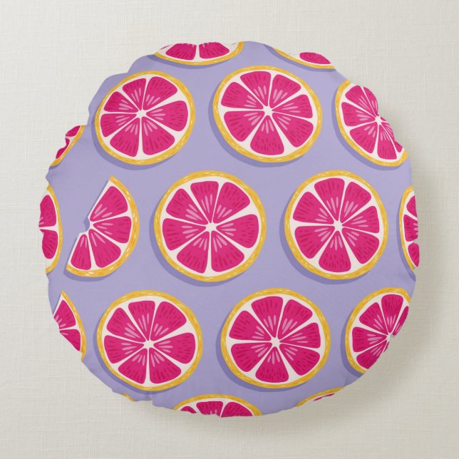 Fruit seamless pattern, grapefruit slices with sha round pillow (Front)