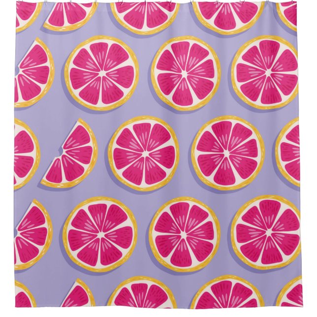 Fruit seamless pattern, grapefruit slices with sha shower curtain (Front)