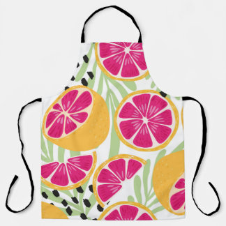 Fruit seamless pattern, grapefruit with tropical l apron