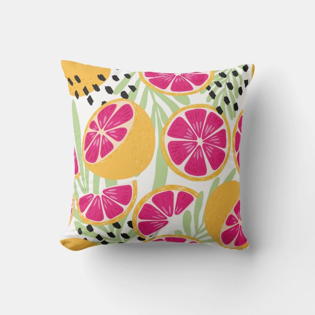 Fruit seamless pattern, grapefruit with tropical l throw pillow (Front)