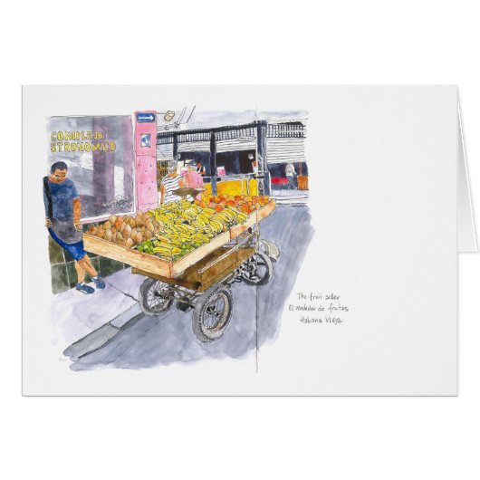 Fruit Seller in Old Havana, Cuba note card (Front Horizontal)