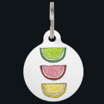 Fruit Slice Candy Gummy Jelly Candies Lime Lemon Pet Tag<br><div class="desc">Pet tag design features an original illustration of a row of sugary gummy fruit slice jellies. Just personalize with the name of your dog or cat. Lots of coordinating pet products are also available from this shop! Don't see exactly what you're looking for? Contact Rebecca to have a product customized...</div>