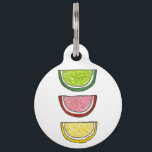 Fruit Slice Candy Gummy Jelly Candies Lime Lemon Pet Tag<br><div class="desc">Pet tag design features an original illustration of a row of sugary gummy fruit slice jellies. Just personalize with the name of your dog or cat. Lots of coordinating pet products are also available from this shop! Don't see exactly what you're looking for? Contact Rebecca to have a product customized...</div>