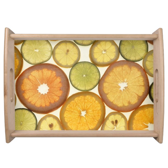Fruit slices citrus orange lemon lime rustic serving tray (Front)