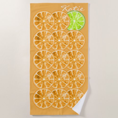 Fruit Slices Orange Lime ID409 Beach Towel