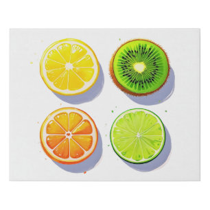 Fruit Slices Pop Art Faux Canvas Print