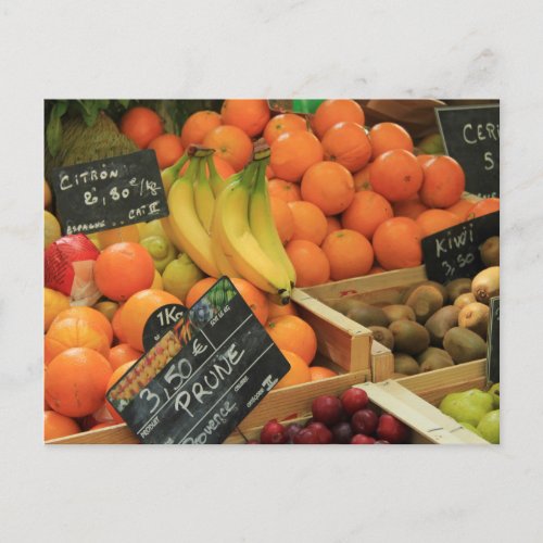 Fruit stall at the market in the provence postcard