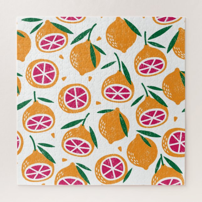 Fruit Stamp Textured Seamless Pattern Jigsaw Puzzle (Vertical)