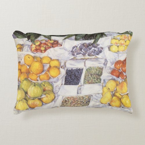 Fruit Stand by Gustave Caillebotte Vintage Art Accent Pillow