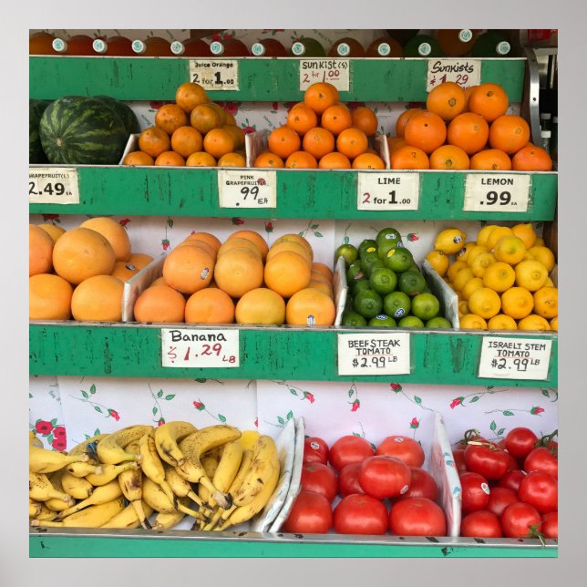 Fruit Stand, Columbus Avenue, New York City, NYC Poster (Front)