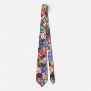 Fruit Sticker Montage Pattern Neck Tie