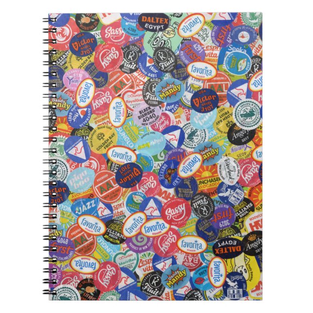 Fruit Sticker Montage Pattern Notebook (Front)
