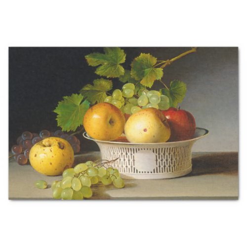 Fruit Still Life with Chinese Export Basket Tissue Paper