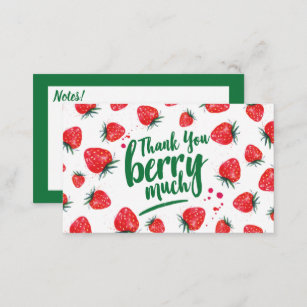 Fruit Strawberry Red Cute Thank You Card 