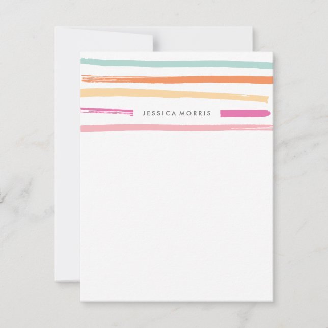 Fruit Stripes Stationery - Tangerine Note Card (Front)