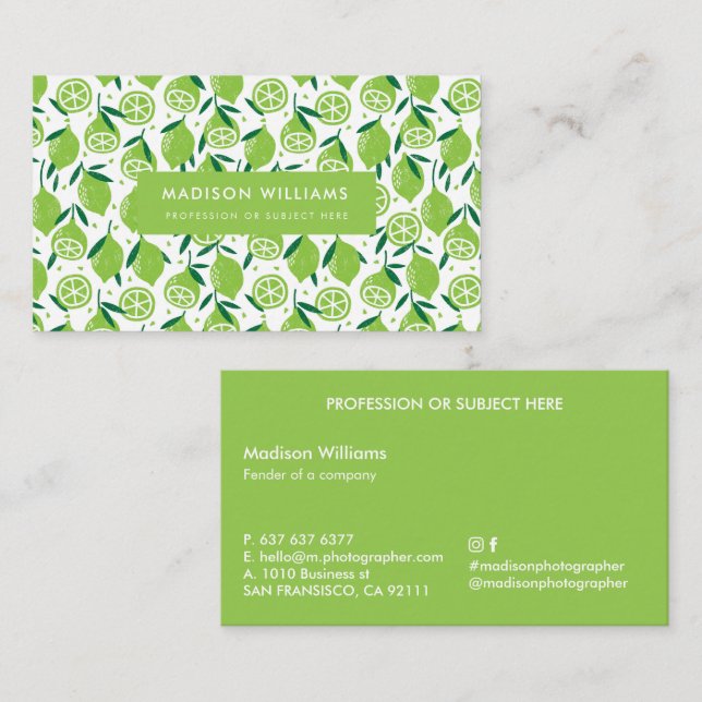 Fruit Stylish Trendy Modern Business Business Card (Front/Back)