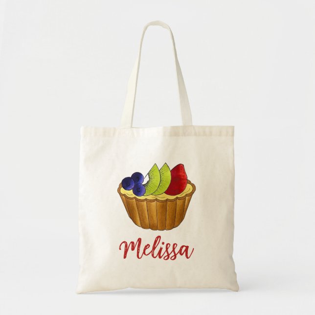 Fruit Tart French Pastry Chef Personalized Baking Tote Bag (Front)