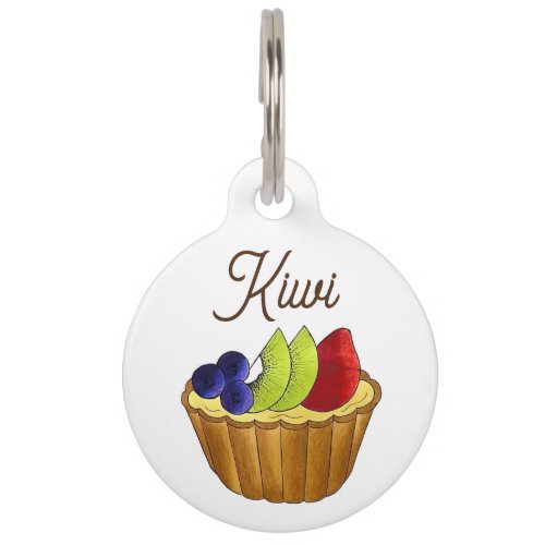 Fruit Tart Kiwi Strawberry Pie Baking Pastry Food Pet ID Tag