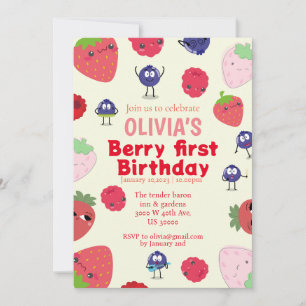 Fruit theme 1st birthday invitation