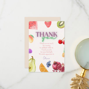 Fruit theme 2nd birthday thank you card