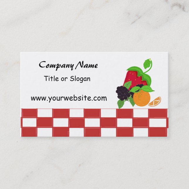 Fruit Theme Checkered  Business Card (Front)