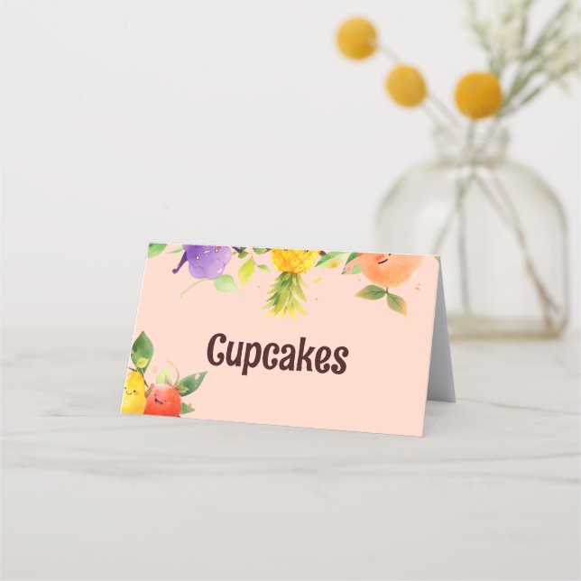 Fruit Themed Birthday Food Tent Card (Front)