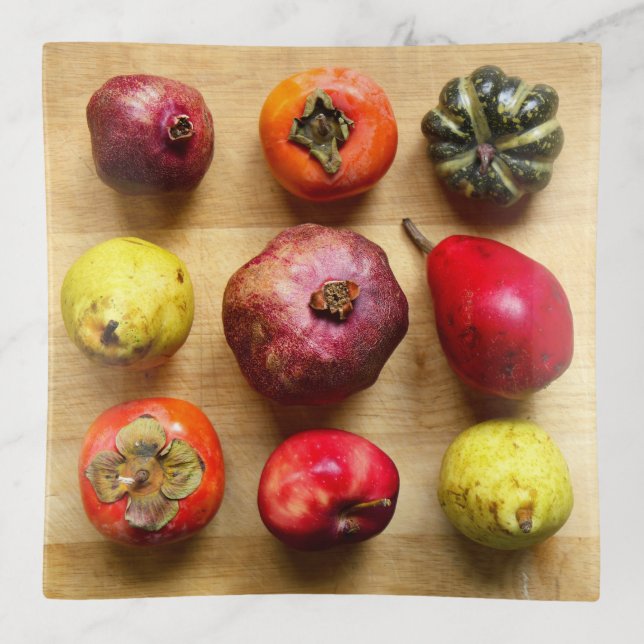Fruit Tic-tac-toe Square  Trinket Tray (Front)